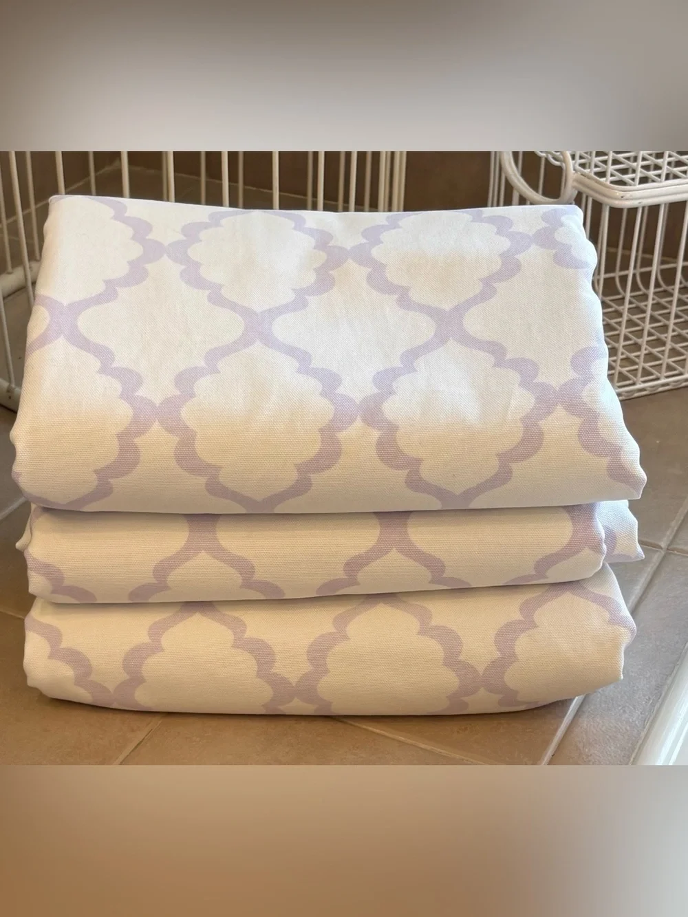 (3)Pottery Barn Kids Lavender and White Black Out Curtains 💜🤍